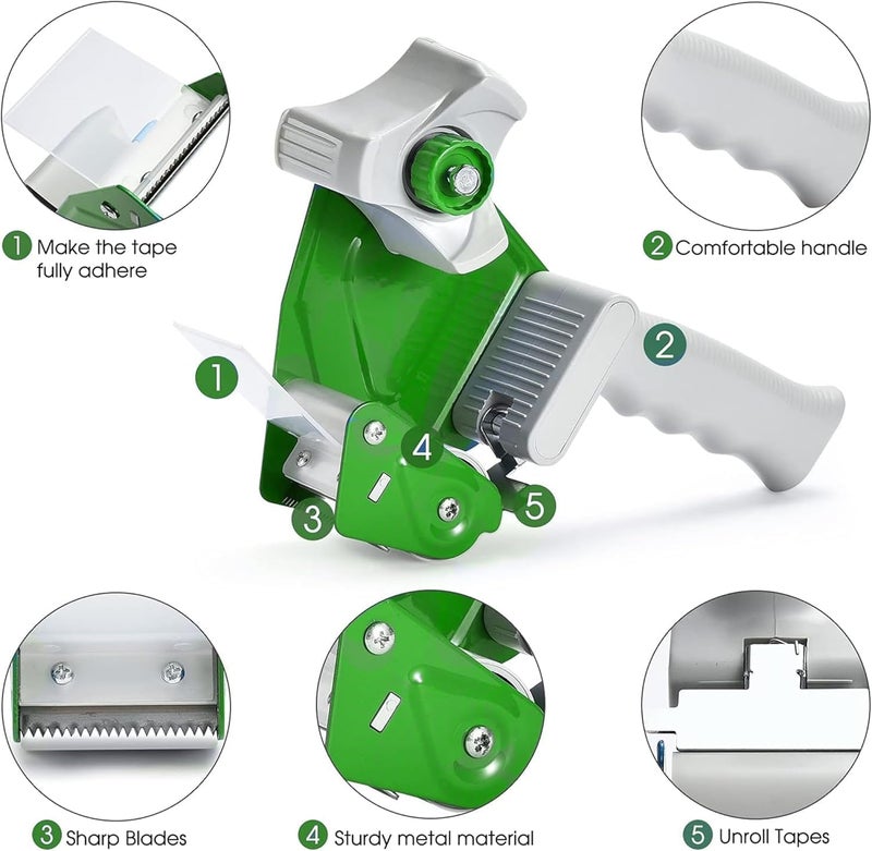 Duravel Ergonomic Packing Tape Dispenser - Lightweight and Versatile (Green-Blue) - Image 2